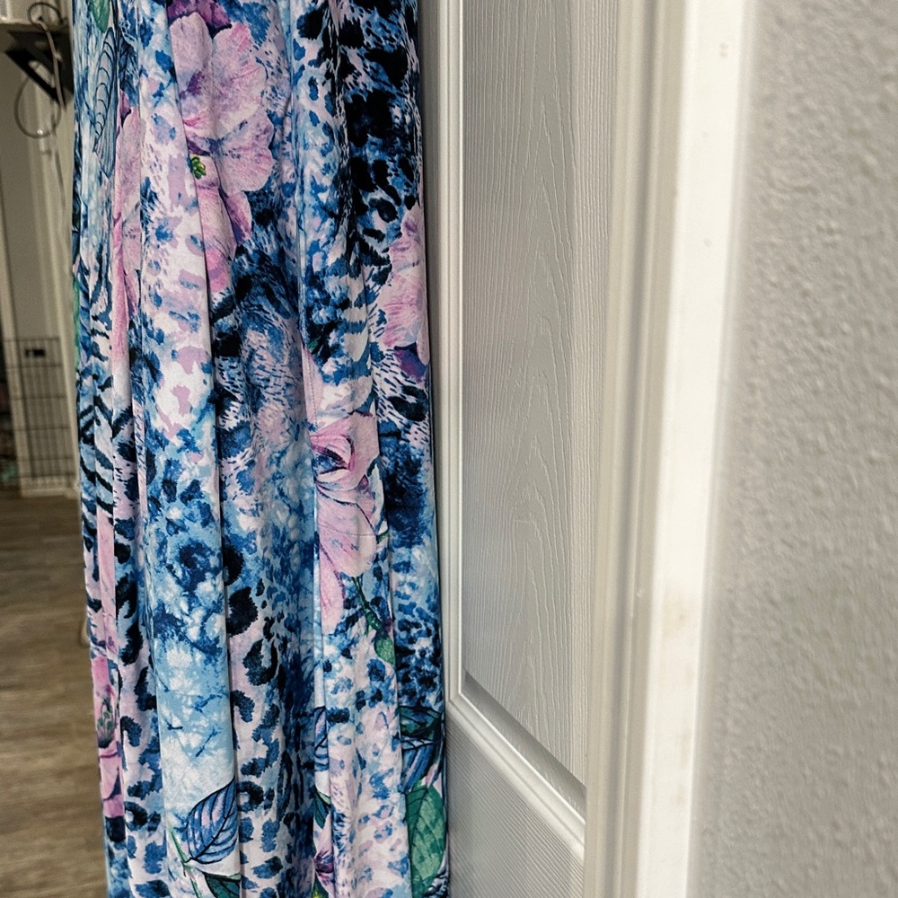 Attitudes by Renee Blue and Pink Patterned maxi Dress - Picture 14 of 15
